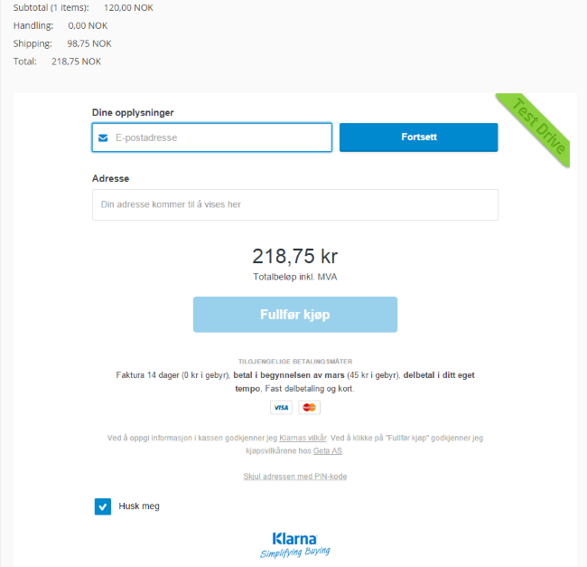 Klarna Checkout payment provider for EPiServer Commerce