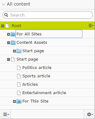 Unfiltered Episerver content tree